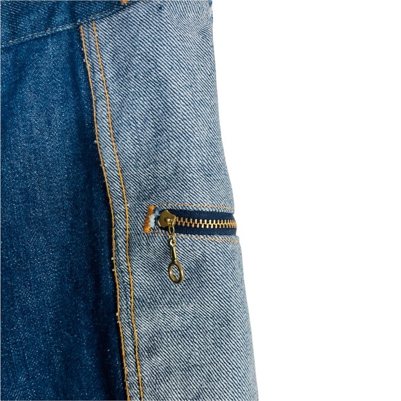 Rare 1970's Vintage Lee's High Waisted Two Toned Patchwork Bell Bottom Jeans - Picture 8 of 12